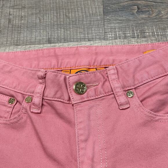 Tory Burch Alexa Cropped Skinny Jeans Size 25 Pink Preppy Designer Luxury Pants - Picture 3 of 13